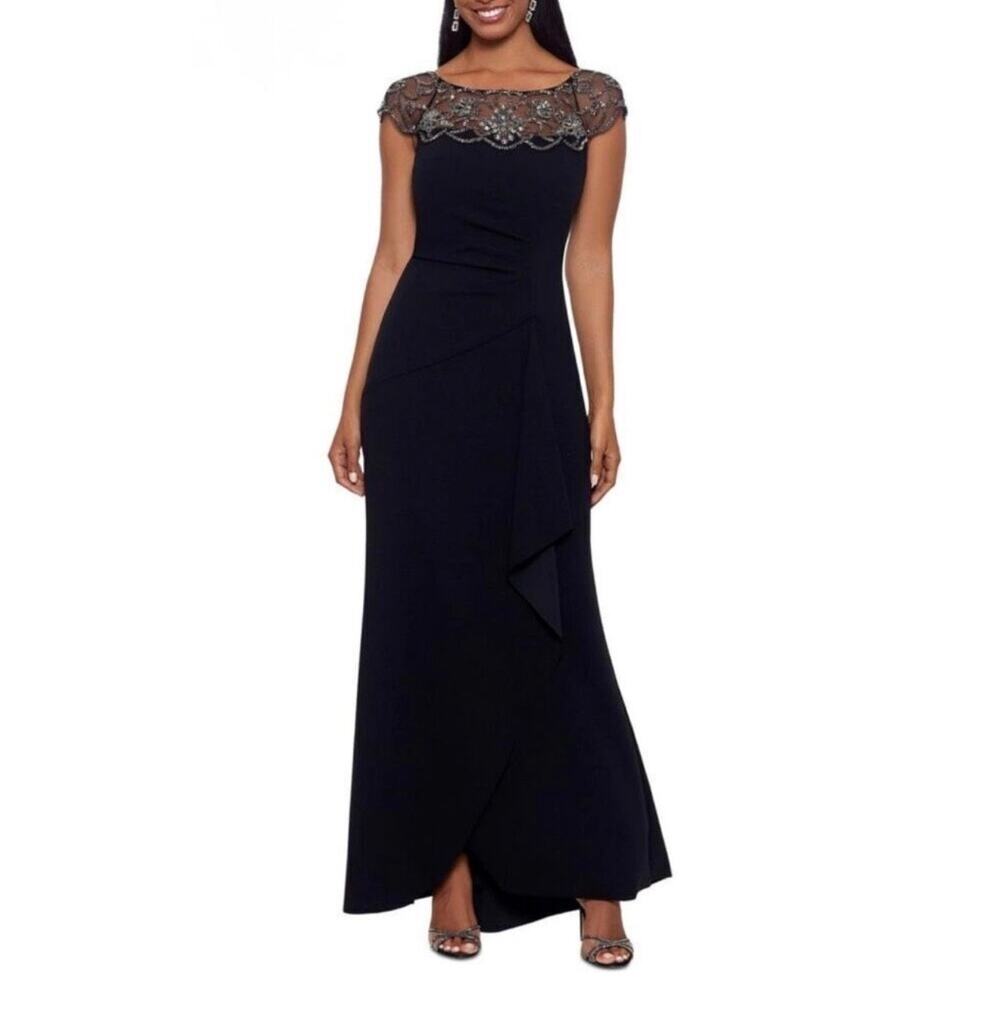 New Xscape black beaded evening dress size 6